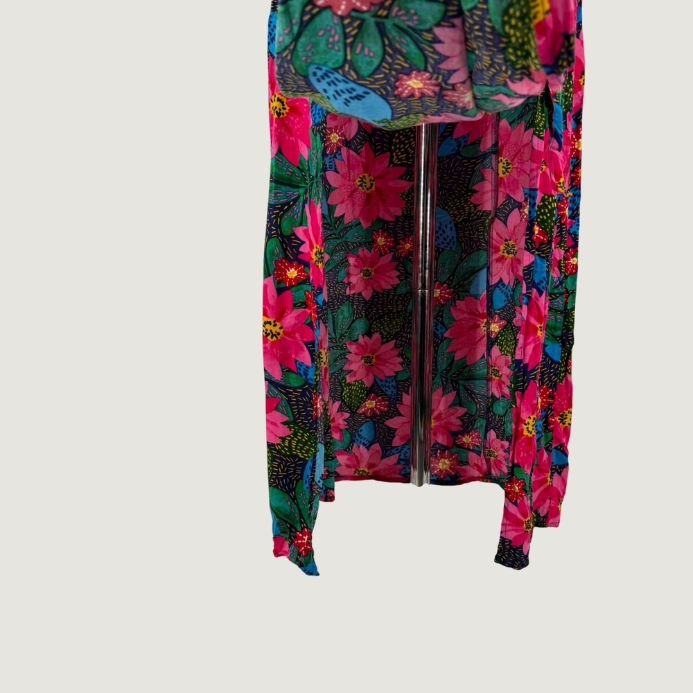 Patrons of Peace Floral Maxi Skirt Pink Blue Tropical High Belt Womens Medium - Picture 5 of 15